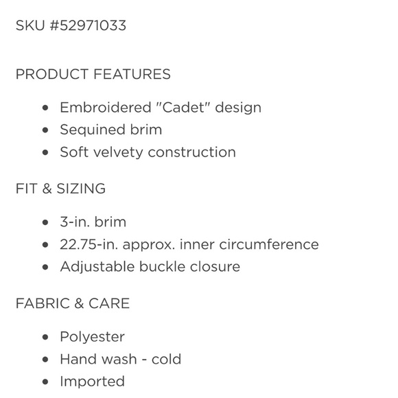 💛 4/$15 Last 1❣️ Sequin brim velvet cadet cap - Picture 2 of 8